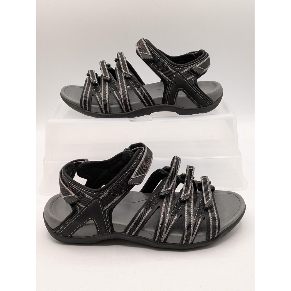Viakix Sandals Womens Size 8 Black Strappy Hook & Loop Walking Shoes Casual